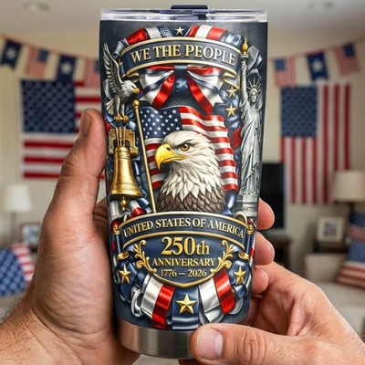 Patriotic USA Eagle Tumbler 20oz 250th Anniversary 1776 2026 Gift