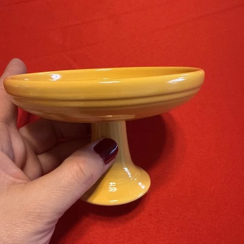 Vtg Fiestaware Sweets compote comport yellow pedestal dish 3.5” Tall Fiesta