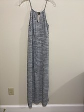 Banana Republic XS Choker Keyhole Tank Dress Maxi Gray Heathered Polyester Bld