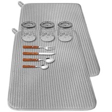 2 Pack Large Dish Drying Mat for Kitchen Counter,24*17 inch Microfiber Striped