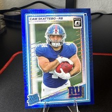 2025 Donruss Optic Cam Skattebo Rated Rookie Blue Hyper Prizm RC #228 Giants