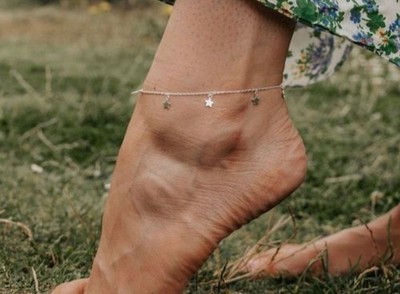 Sterling Silver Mini 3 Star Anklet REF PF3
