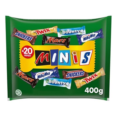 Mars Snickers Bounty Twix Milky Way Mixed Minis Beutel 400g Schokolade Mix