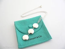 Tiffany Co Circle Necklace Triple Disc Drop Dangle Dangling Necklace Gift Pouch