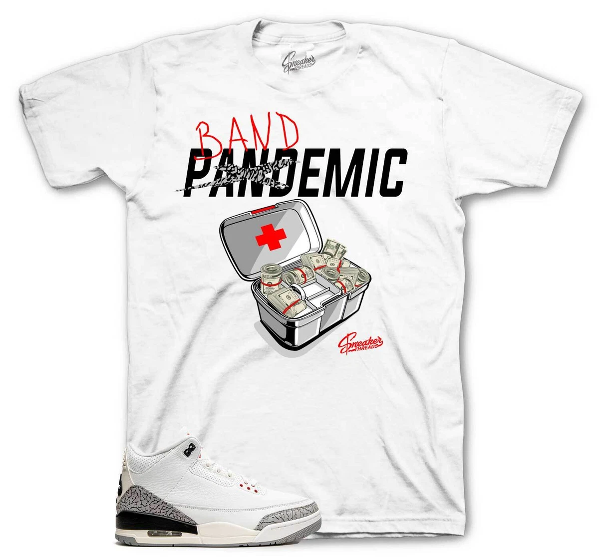 Shirt Match Jordan 3 White Cement Reimagined Money Medicine Tee