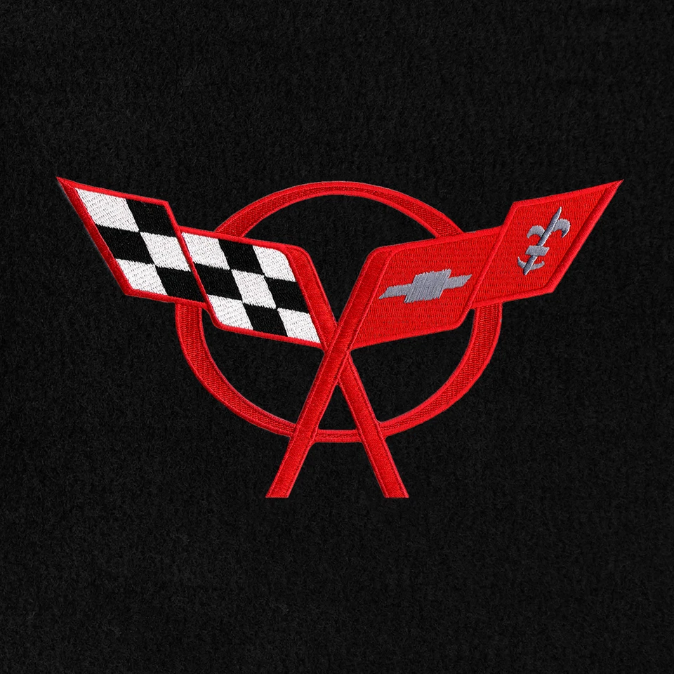 Lloyd Mats Floor Mats Corvette C5 1997-04, 2PC, Red Flags Foto 2 de 4