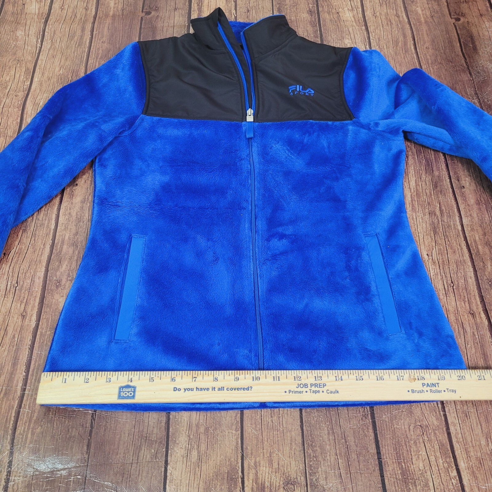 Giacca da donna Fila Sport blu S pelliccia sintetica cerniera intera tasche colletto