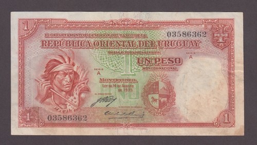 URUGUAY P.28a-6362 1 PESO 2 SIGNATURES VOIR SCAN NOUS COMBINONS 2505