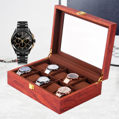 Uhrenbox Uhrenkoffer für 10 Uhrenschatulle Holz Vitrine Lagerung Organizer NEU