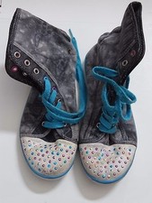 Justice Gray Turquois Sparkly Tennis Shoes Sneakers Hip Hop Dance girls size 5