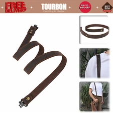 Tourbon Buffalo Leather Rifle Sling Padded Gun Strap+Metal Swivels Clip