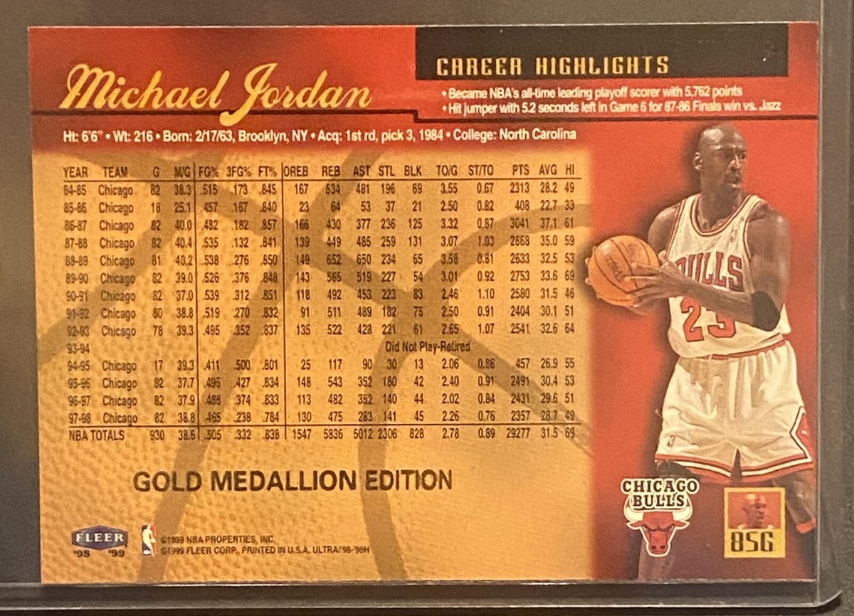 GOLD MEDALLION‼️ MICHAEL JORDAN POP. 358 GOLD MEDALLION‼️ MICHAEL JORDAN POP. 358 1998-99 Michael