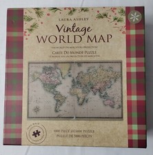Image of Laura Ashley "Vintage World Map" 1000 Piece Jigsaw Puzzle, Gift Idea BNIB