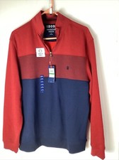 NEW Izod Advantage Performance Stretch Sz Large Red/Blue 1/4 Zip Pullover