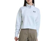 Under Armour Women's Icon Fleece 1/2 Zip Pullover Hoodie White Clay Size XL