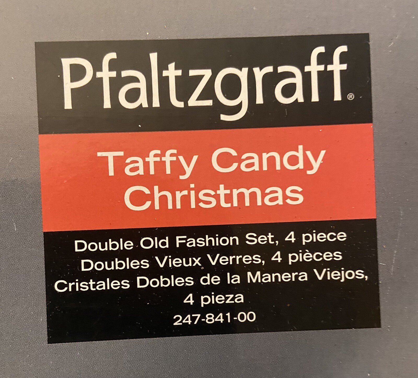 4 Pfaltzgraff Taffy Candy Christmas Double Old Fashion Glasses 2006 247-841-00