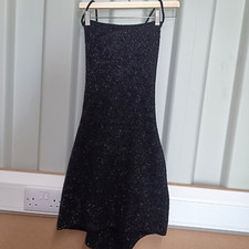 Mango Womens Dress BNWT Black Silver Size UK 14 Knit  Open Back Criss Cross