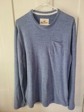 Mens Hollister Blue Sweatshirt Large Pocket Cotton Blend