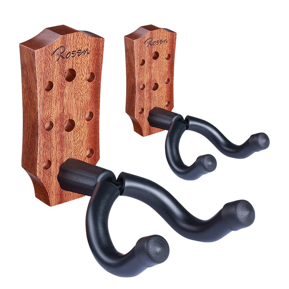 Rosen Guitar Wall Mount 2 Pack Solid Mahogany Guitar Wall Hanger Hook Holder ...