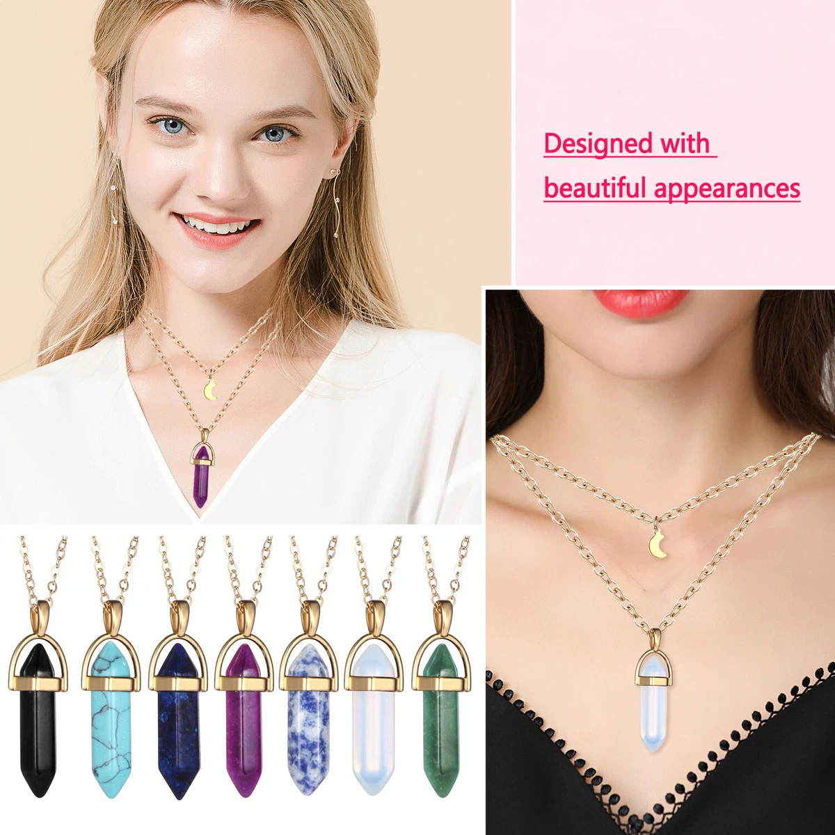 Layered 2024 crystal necklaces