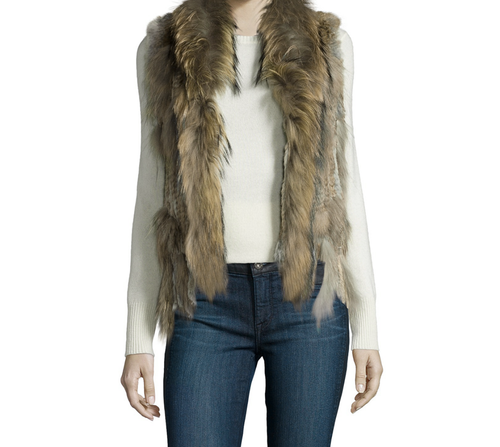 Na Raccoon Fur Vest Fringe Medium 