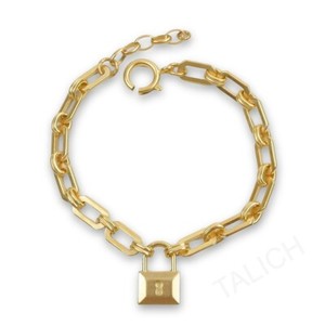 Authentic La Vie Parisienne Catherine Popesco Gold Plated Chain Bracelet with Lock Charm