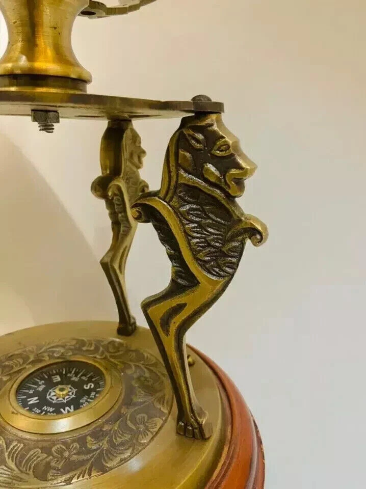 Esfera armilar de latón macizo de 18" de colección globo astrolabio náutico decoración náutica Foto 3 de 4