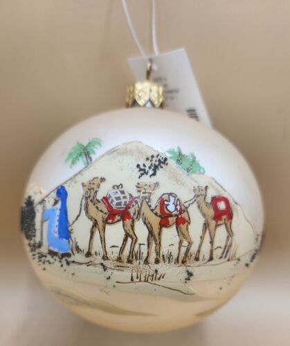 Dillard's Christmas Gold Globe Ornament Owczarek Wiodące wielbłądy, FABRYCZNIE NOWE - Zdjęcie 1 z 8
