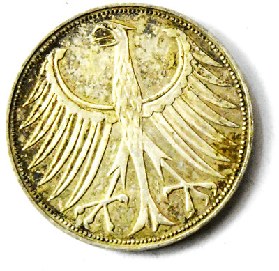 1969 D Germany Federal Republic 5 Five Marks Silver Coin KM# 112.1