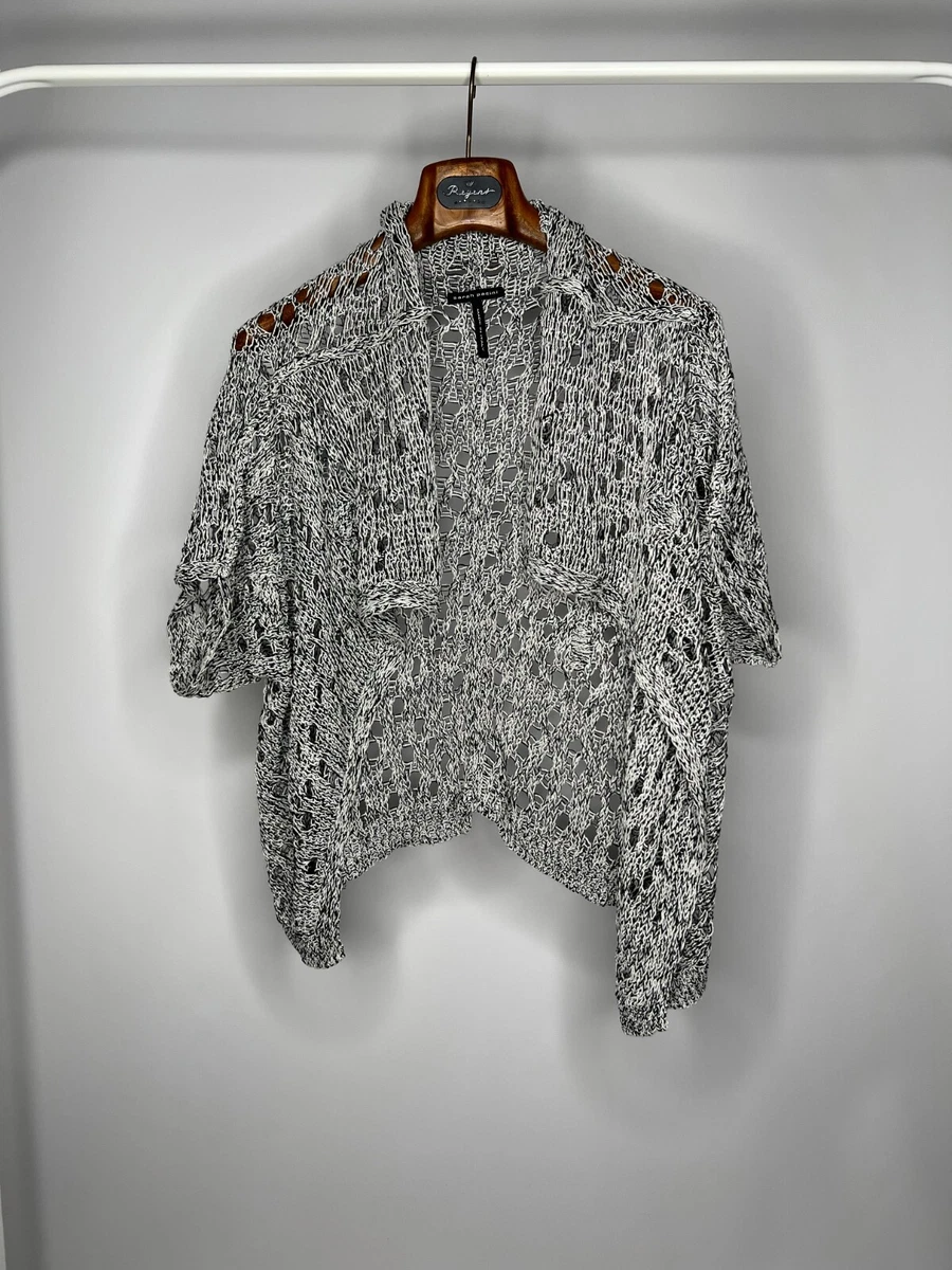 Sarah Pacini Women s Black White Knit Crop Top One Size Lagenlook Pullover