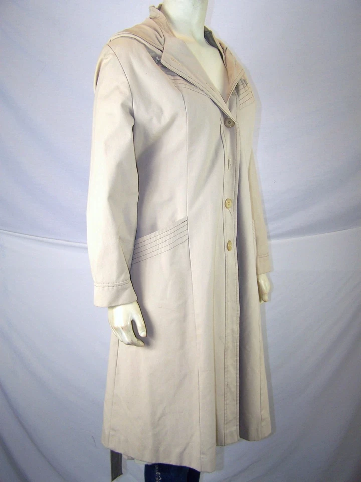 Chaqueta forrada con capucha larga vintage beige Sears para mujer talla mediana 8 10 Foto 3 de 4