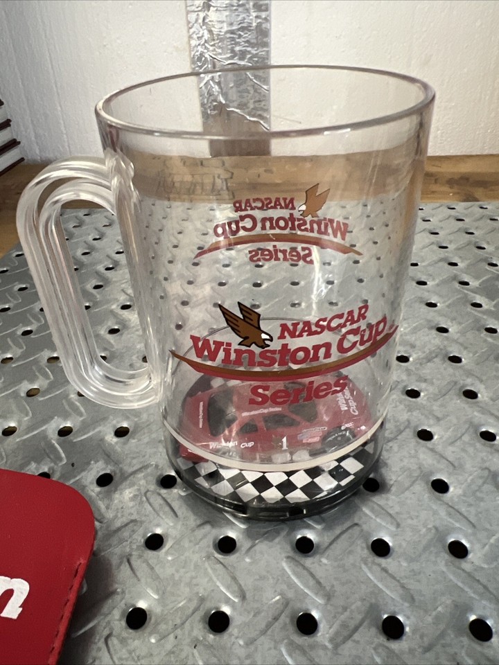 Vtg NASCAR Winston Cup Series Plastic Mug w/DieCast Car, Glasses & VIP