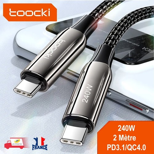 Câble USB C vers Type C 240W Charge Rapide PD 3.1 Transfert de Données 2M Toocki