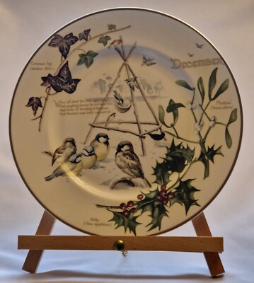 Plaque De Collection Caverswall Chine – Décembre – Design John Ball – Vintage Angleterre