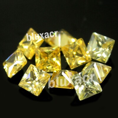 Fancy Yellow Color VVS1 Diamond 2.70 mm Princess Excellent Cut 10 Pcs Lot Loose