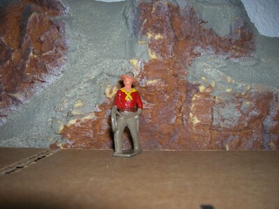 Figurine Vintage Cowboy Avec Lasso - Marque Crescent Toys - Occasion - Plastique Peint