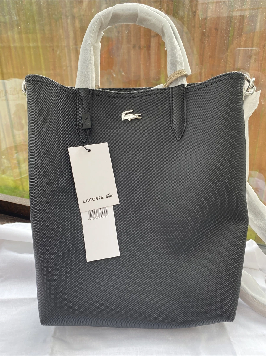 lacoste vertical shopping bag tote double face black and beige NEW