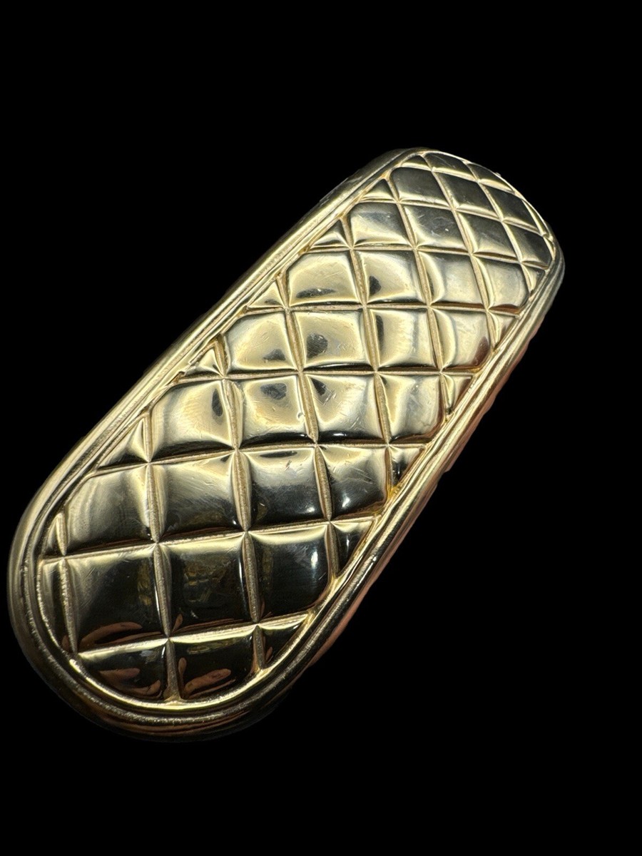 Vintage Gold Plated Accessocraft NYC Huge Gold Matelasse Buckle & Leather Belt Vintage Accessocraft N.Y.C. Gold Tone Metal Etruscan Buckle  main image 3
