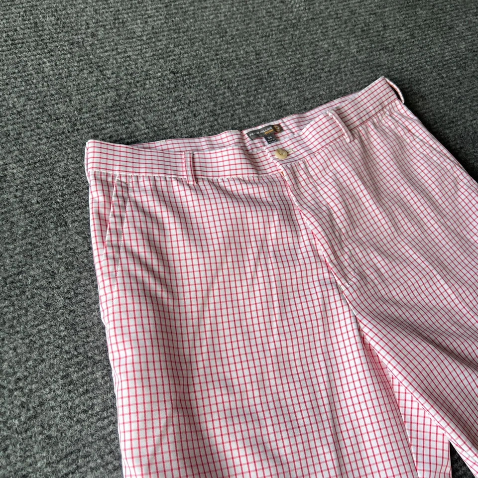 Pantalones Cortos Peter Millar Para Hombre 34 Rojo Blanco Chino Rendimiento Golf Informal 9" Foto 2 de 4