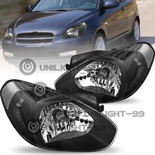 For 2007-2011 Hyundai Accent Set GS/SE/GLS/SR Accent Black Headlights Assembly