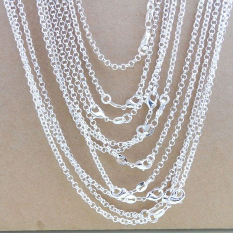 10x Men Women Silver Plated Lobster Clasp Necklace Chain  16
