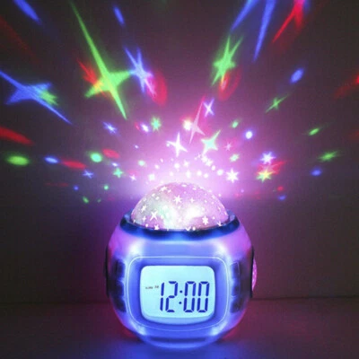 Sternenprojektor Lampe Digital Uhr Projektor Nacht Lampe Projektion mit Musik - Bild 1 von 4