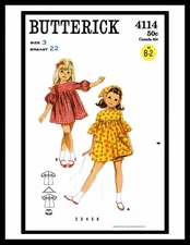 Butterick ~~4114~ Puff Sleeve Dress Frock w / Kerchief & Bloomers Sewing Pattern