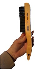 Forney 70505 Wire Brush Carbon Steel Bristles Wooden Handle Brown Black