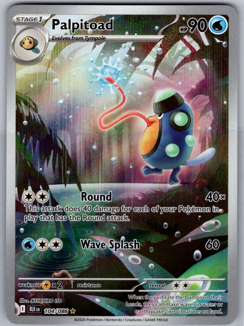 2025 Palpitoad 104/086 Pokemon Black Bolt Illustration Rare Holo