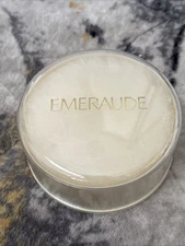 Vintage COTY Emeraude Dusting Body Powder with Puff White Case 4 oz Rare no box