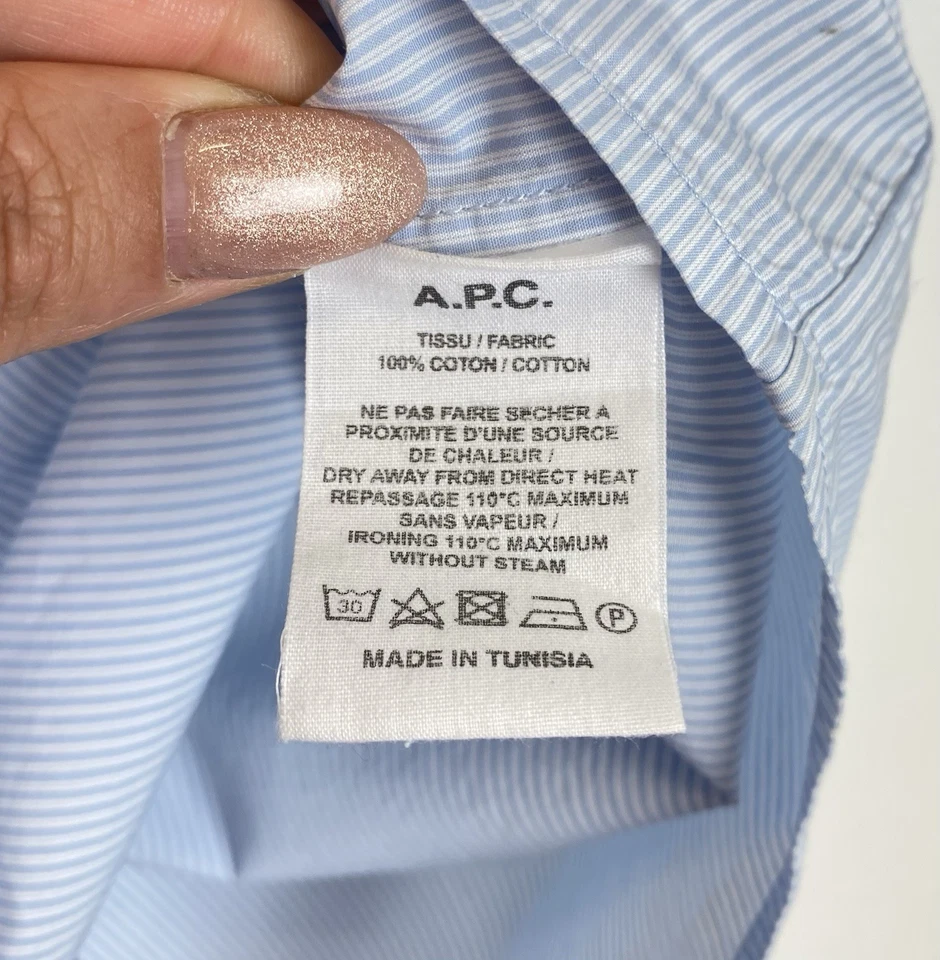 APC Rue Madame Paris Bluse Button Ups Shirt Damen Gr.38 Gestreift Blau S/S - Bild 4 von 4