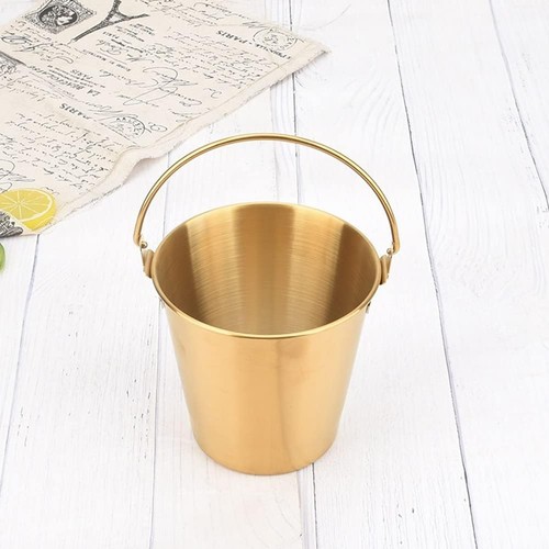4 X SMALL GOLD S/Steel Fried Chicken Barrel Ice Cube Holder Chips Bucket 11X11CM - Picture 2 of 4