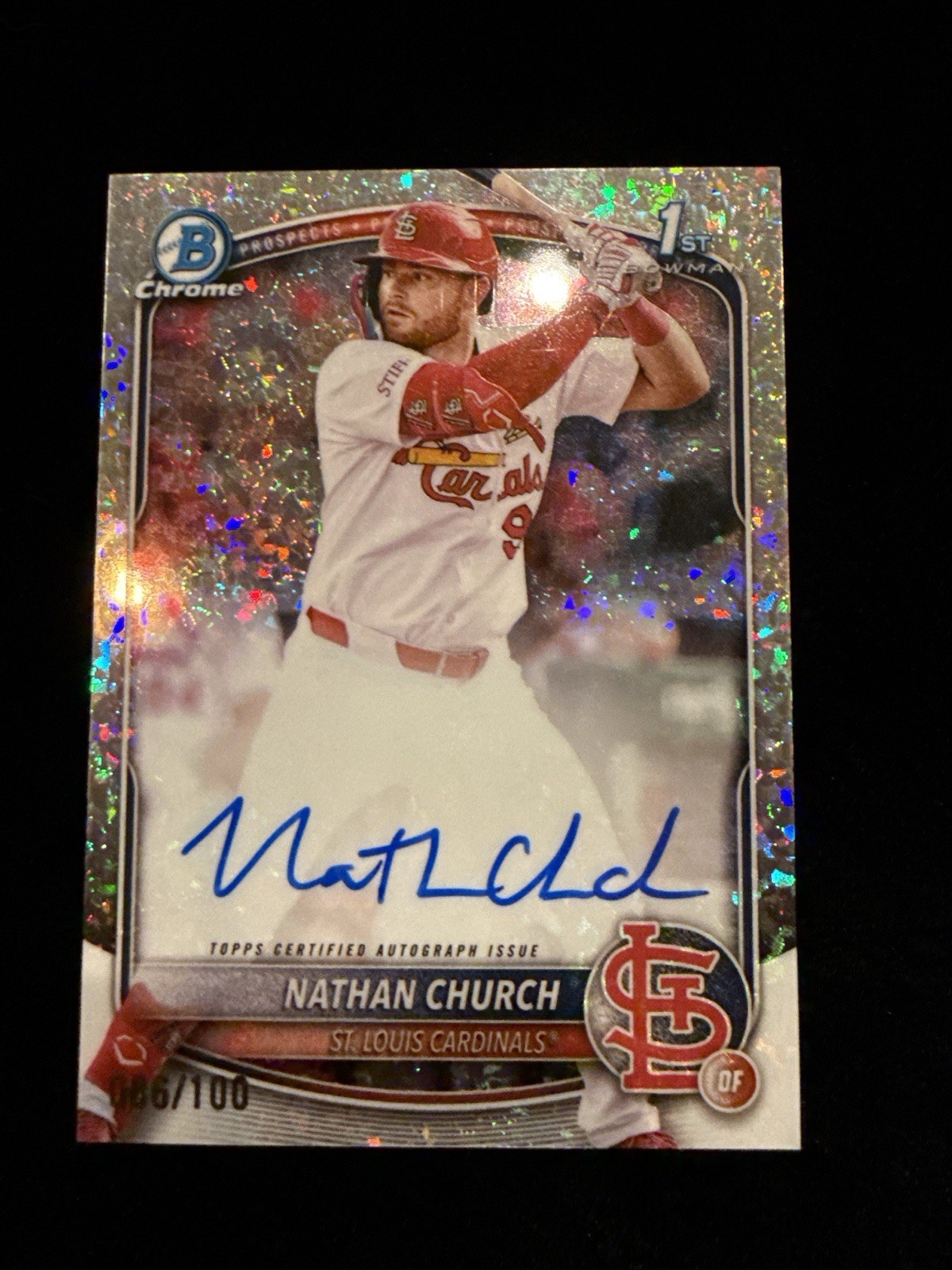 2025 Bowman Chrome NATHAN CHURCH RC 1st Auto Mini Diamond Refractor /100 JA350