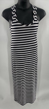 Women's Black White Striped Maxi Dress Y2K Casual Chic Coastal Resort Everyday